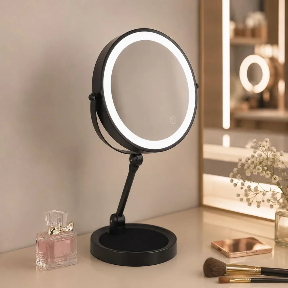 Lighted Tabletop Makeup Mirror 10x Magnifying - Touch Screen Light Control