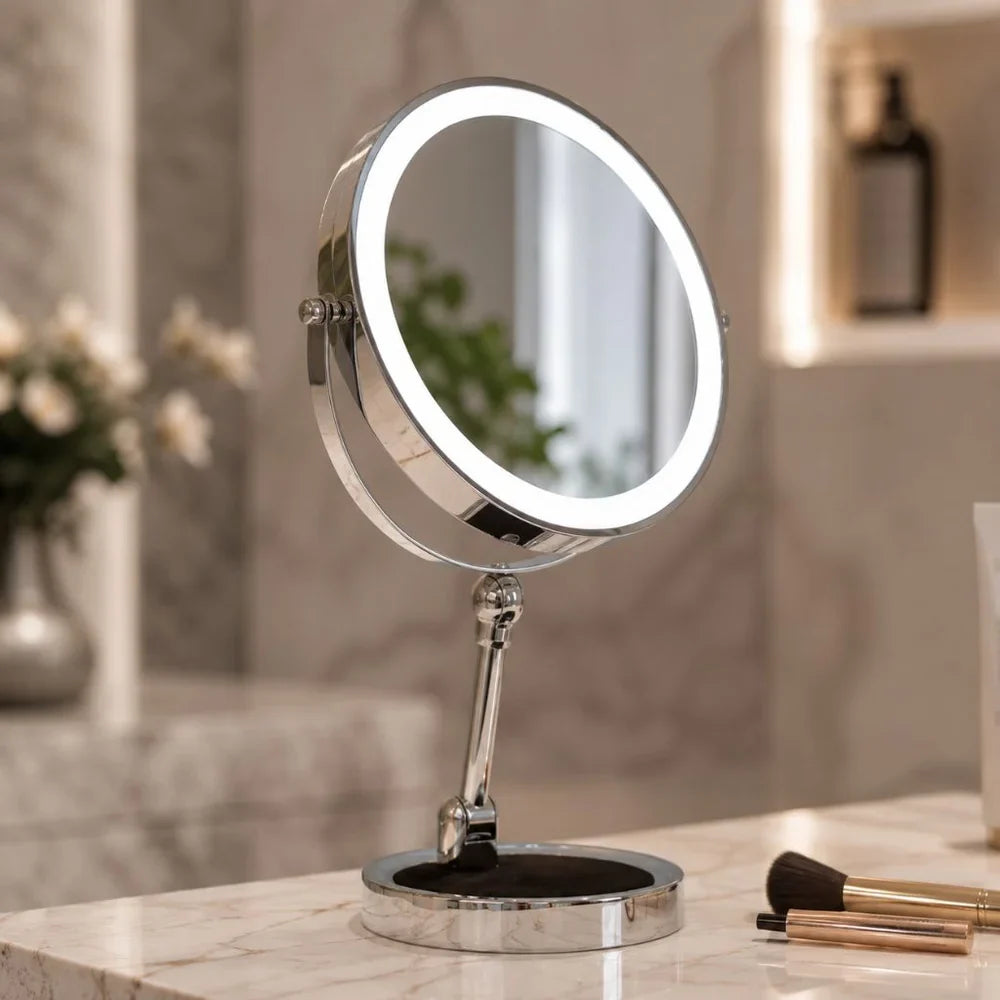 Lighted Tabletop Makeup Mirror 10x Magnifying - Touch Screen Light Control