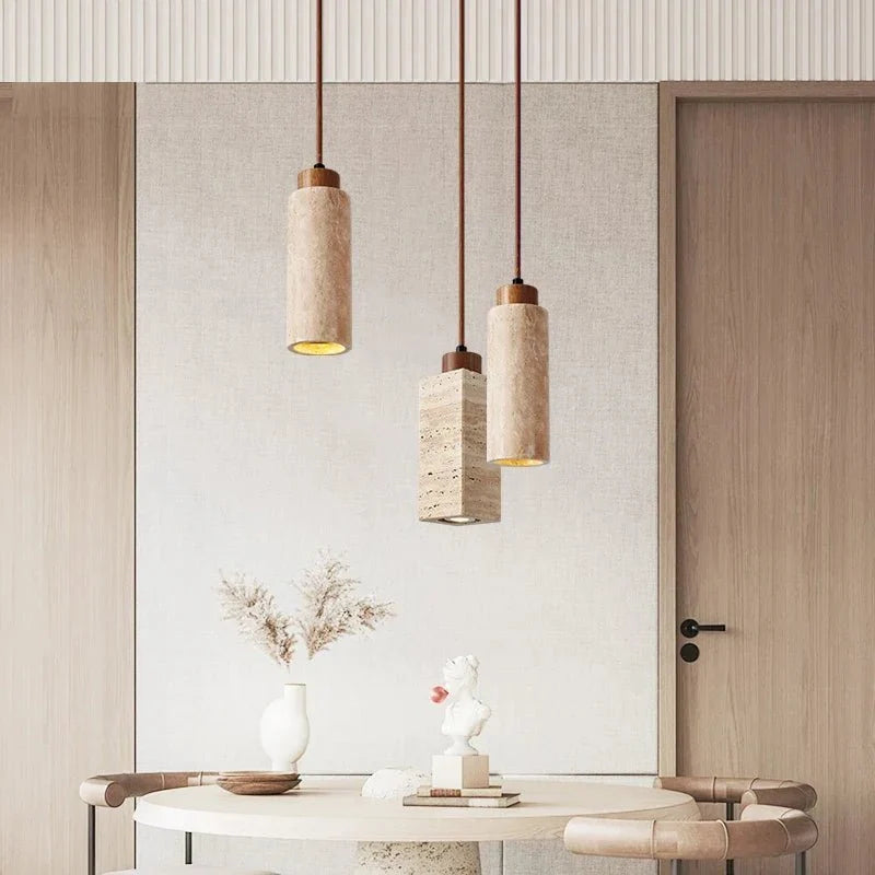 LumiTerra Travertine Pendant Light