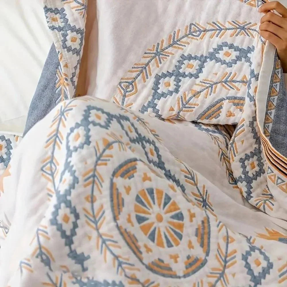 Mandala Cotton Throw Blanket – Boho Woven Design