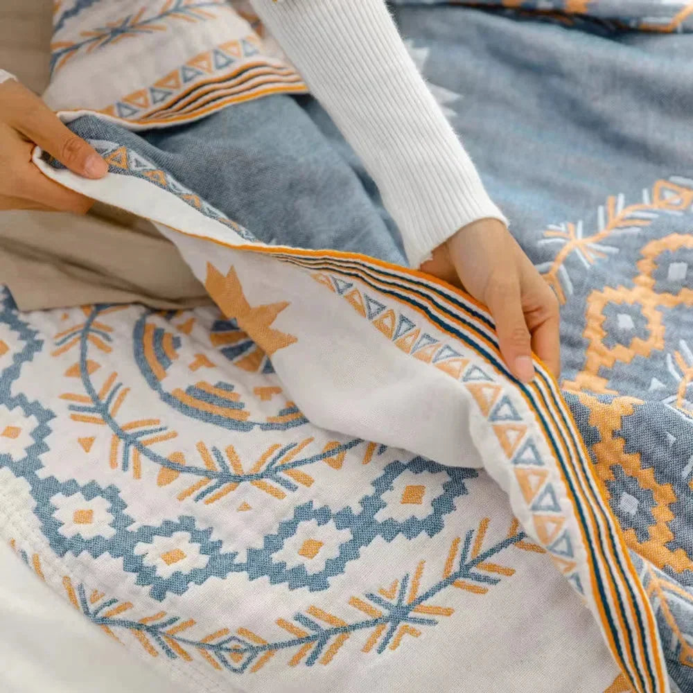 Mandala Cotton Throw Blanket – Boho Woven Design