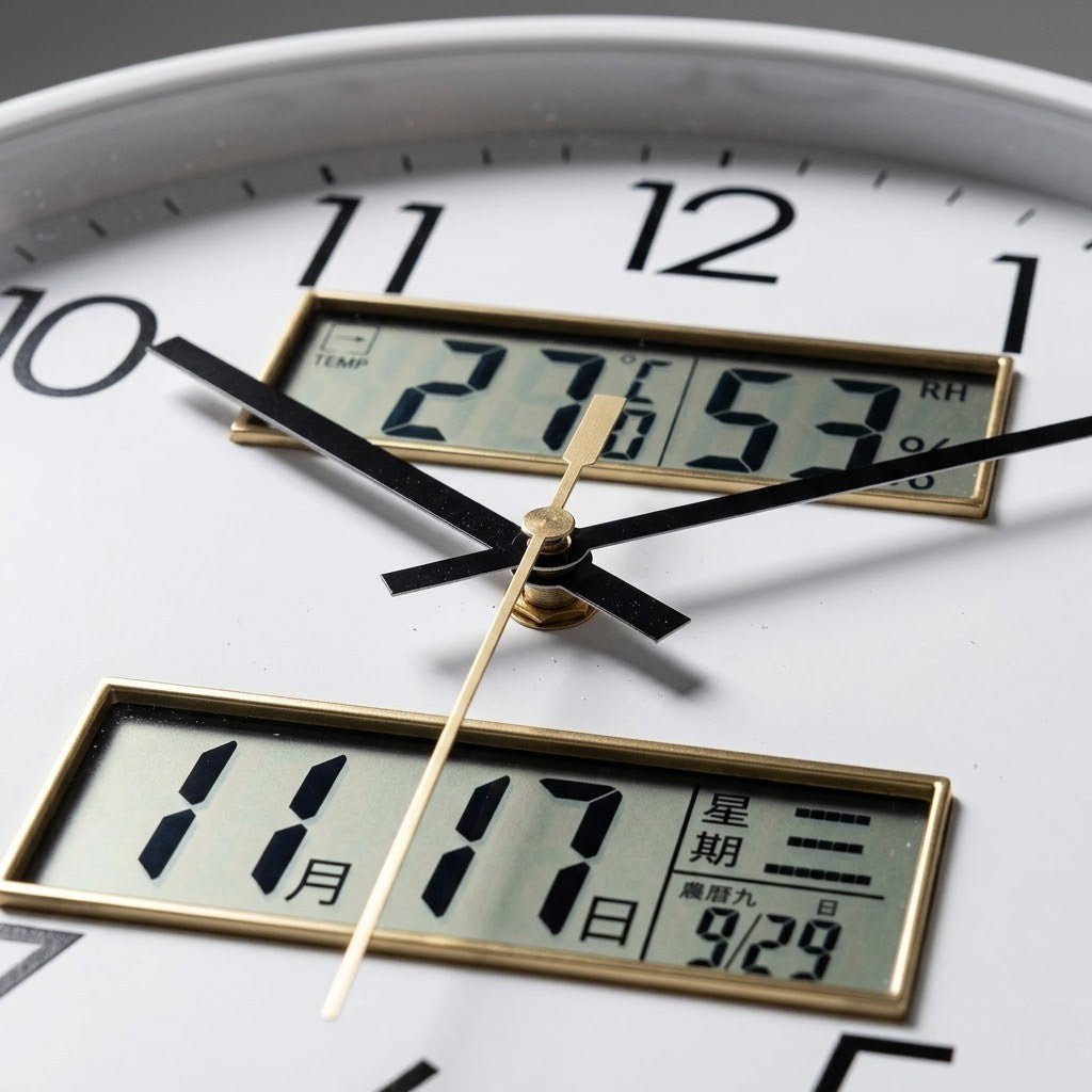 MetroSense 3-in-1 Quiet Wall Clock with Calendar & Thermometer