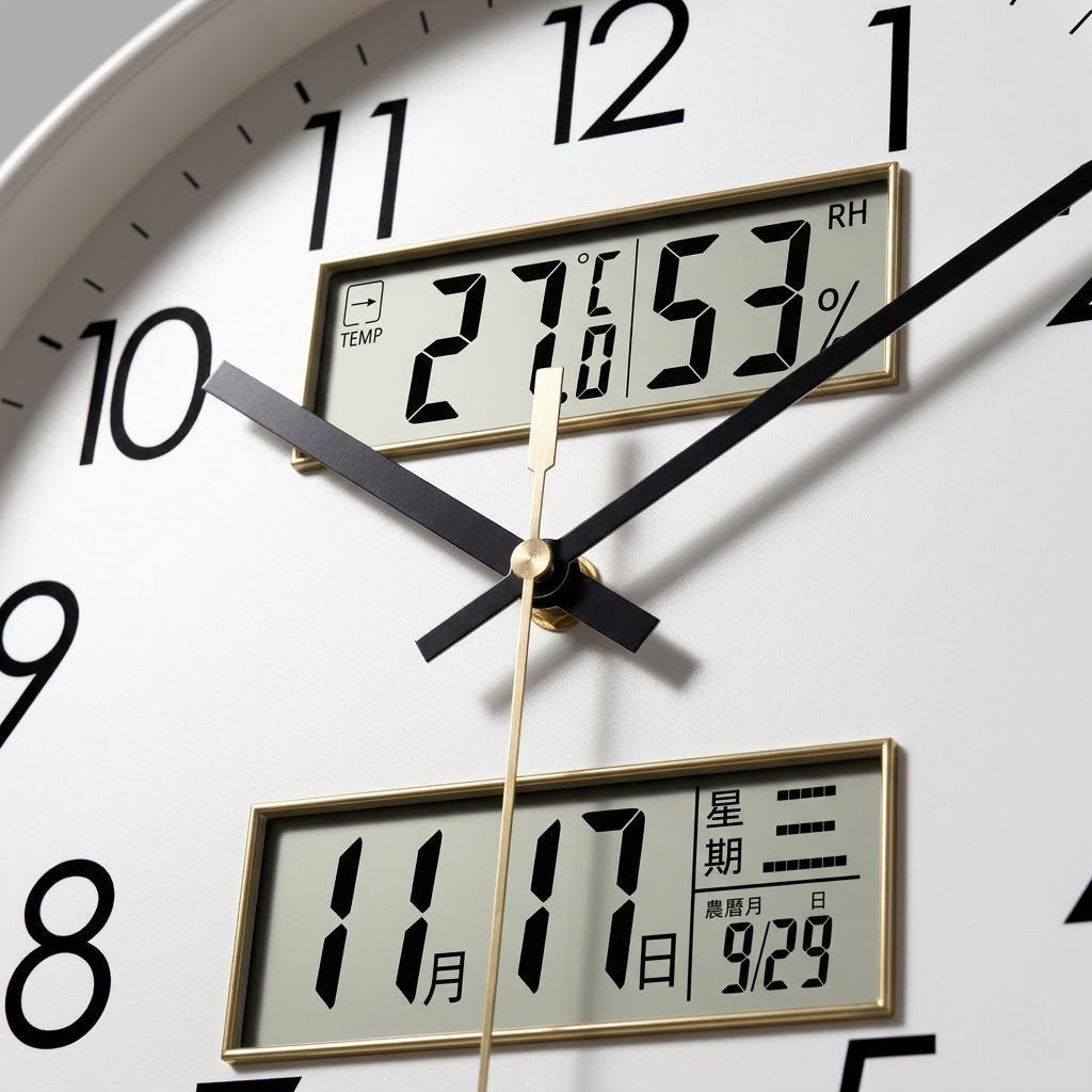 MetroSense 3-in-1 Quiet Wall Clock with Calendar & Thermometer