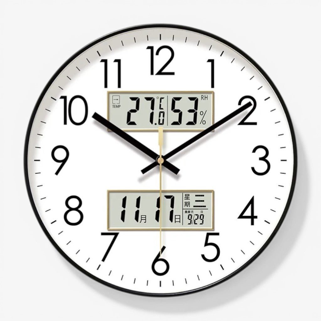 MetroSense 3-in-1 Quiet Wall Clock with Calendar & Thermometer