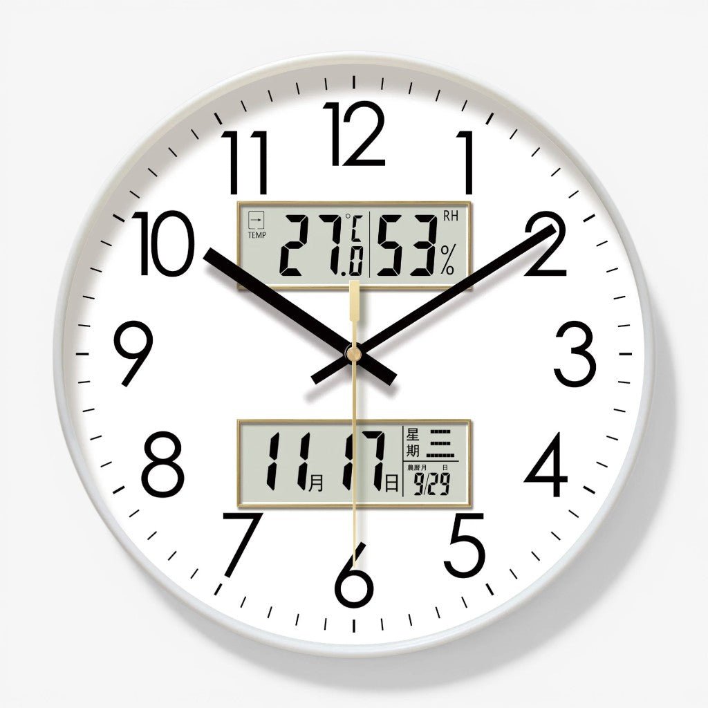 MetroSense 3-in-1 Quiet Wall Clock with Calendar & Thermometer