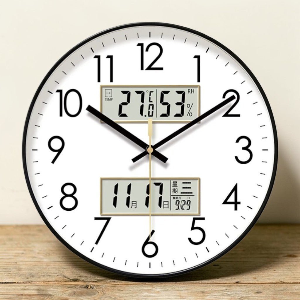 MetroSense 3-in-1 Quiet Wall Clock with Calendar & Thermometer