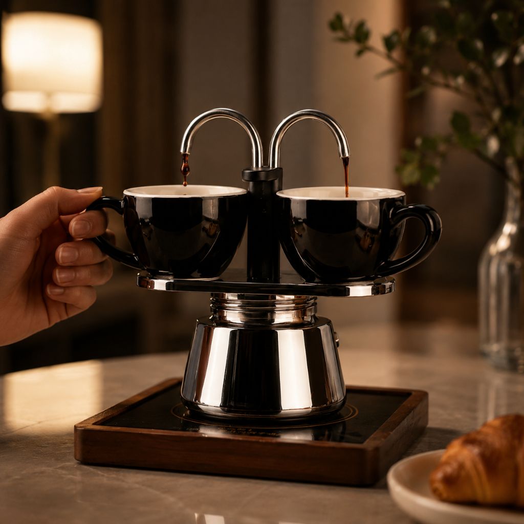 Mini Moka Pot Dual Spot Stainless Steel Espresso Maker - 2 Cup | 100ml