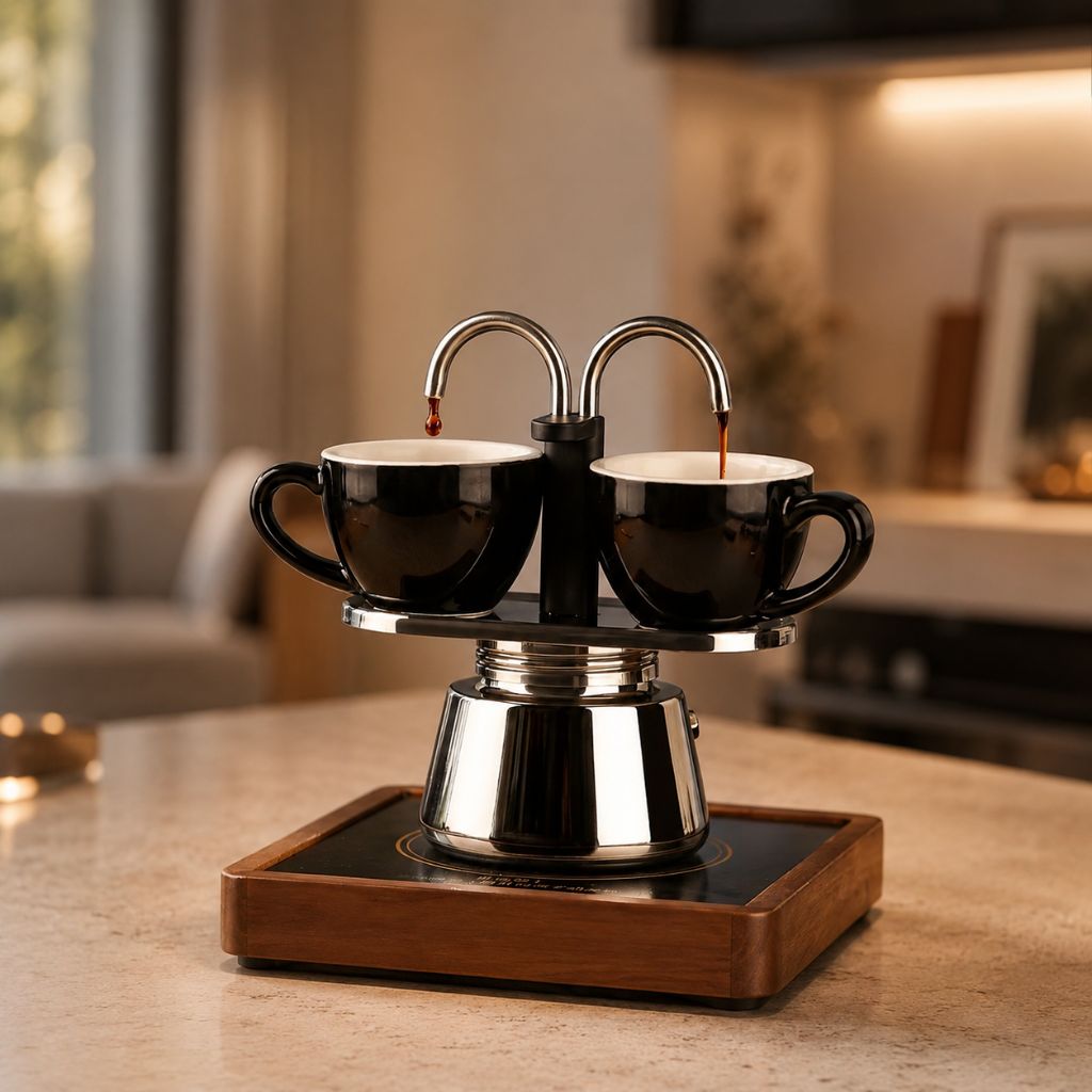 Mini Moka Pot Dual Spot Stainless Steel Espresso Maker - 2 Cup | 100ml