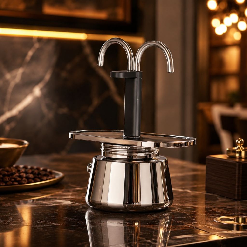 Mini Moka Pot Dual Spot Stainless Steel Espresso Maker - 2 Cup | 100ml