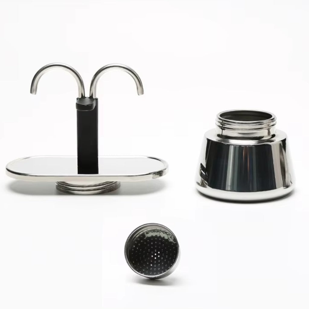 Mini Moka Pot Dual Spot Stainless Steel Espresso Maker - 2 Cup | 100ml