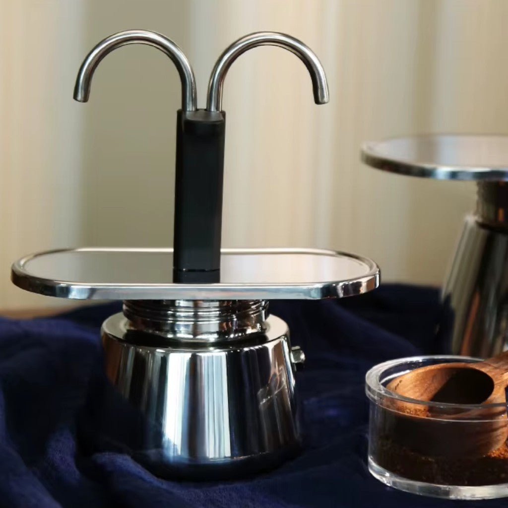 Mini Moka Pot Dual Spot Stainless Steel Espresso Maker - 2 Cup | 100ml