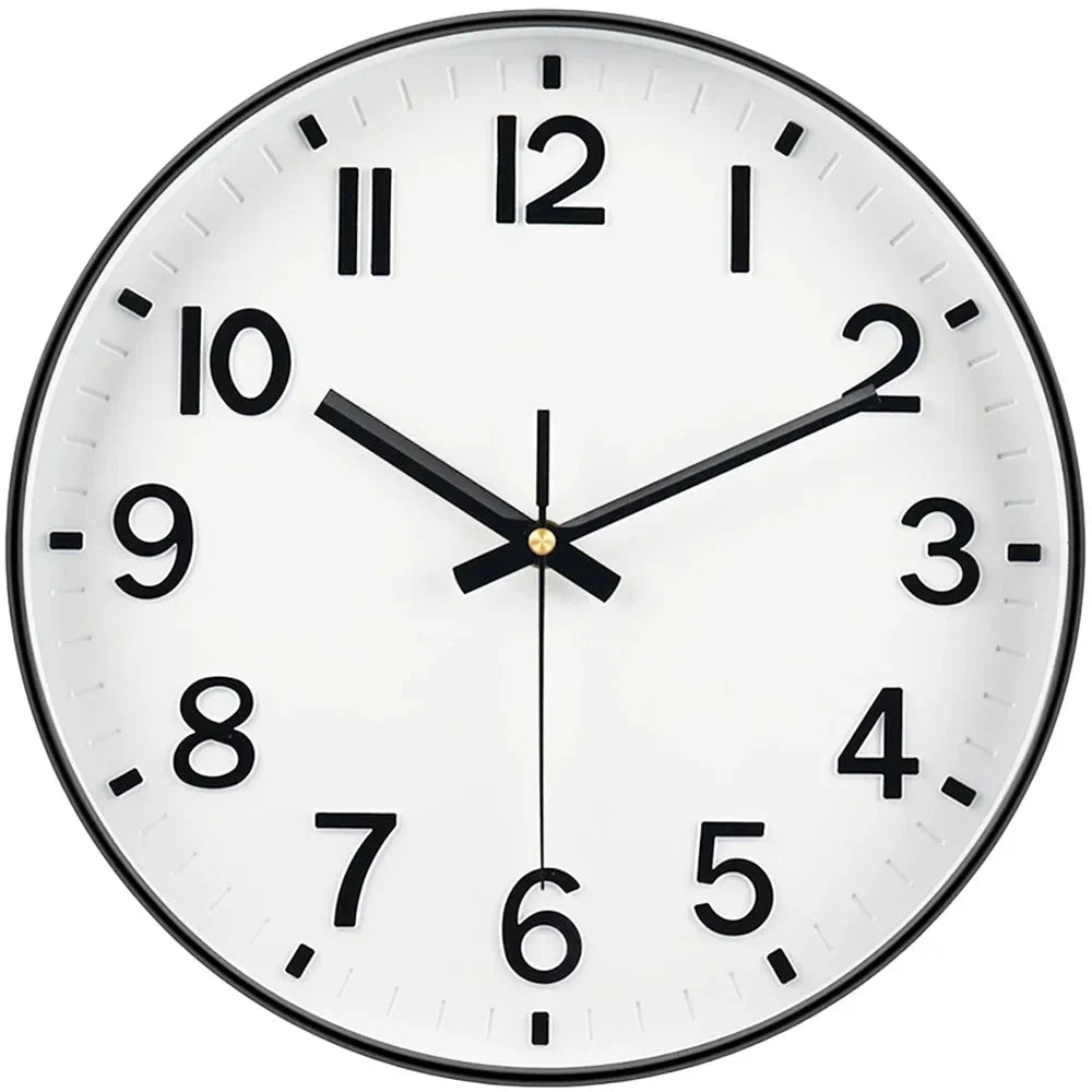 Minimalist White Nordic Wall Clock - Large 3D Arabic Numerals