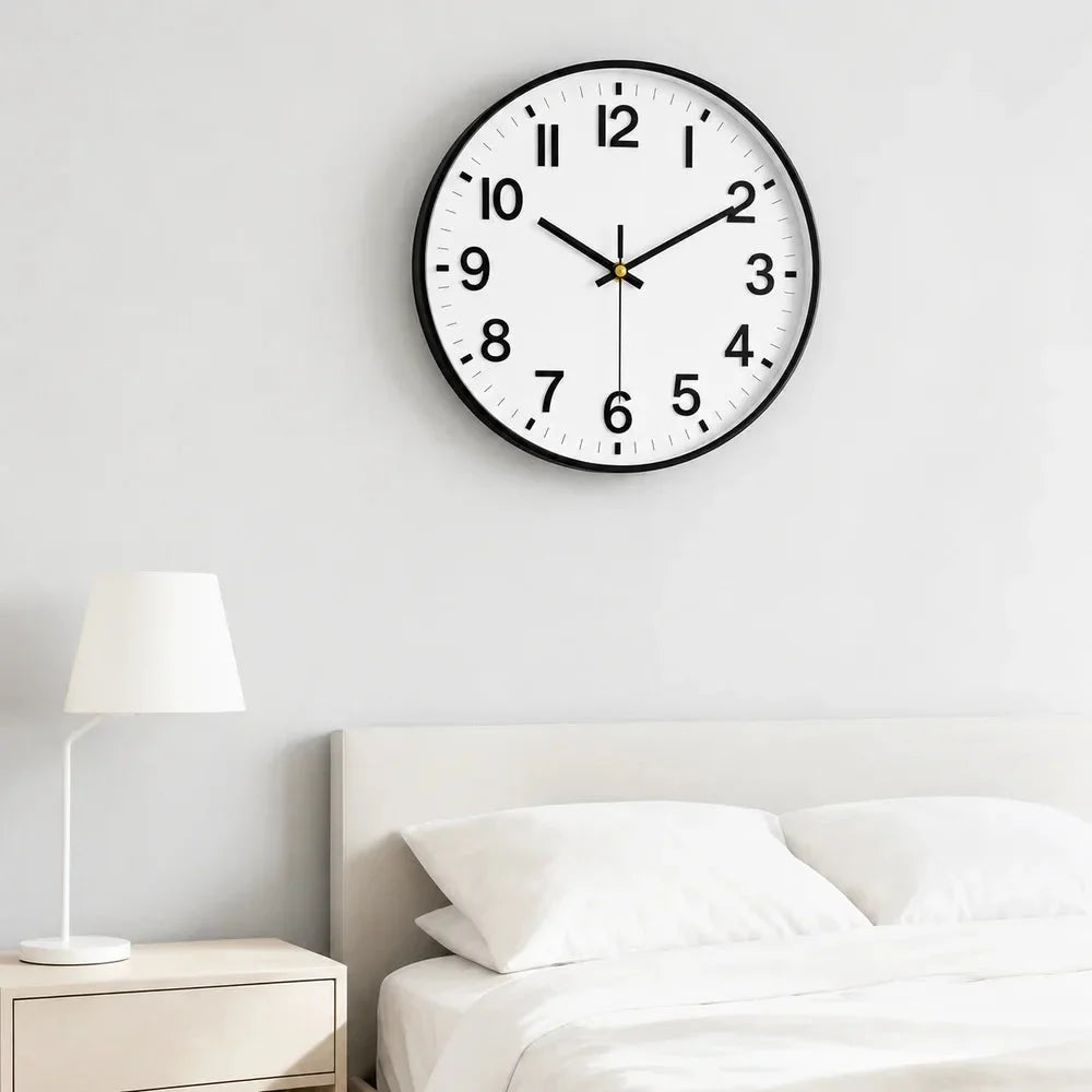 Minimalist White Nordic Wall Clock - Large 3D Arabic Numerals