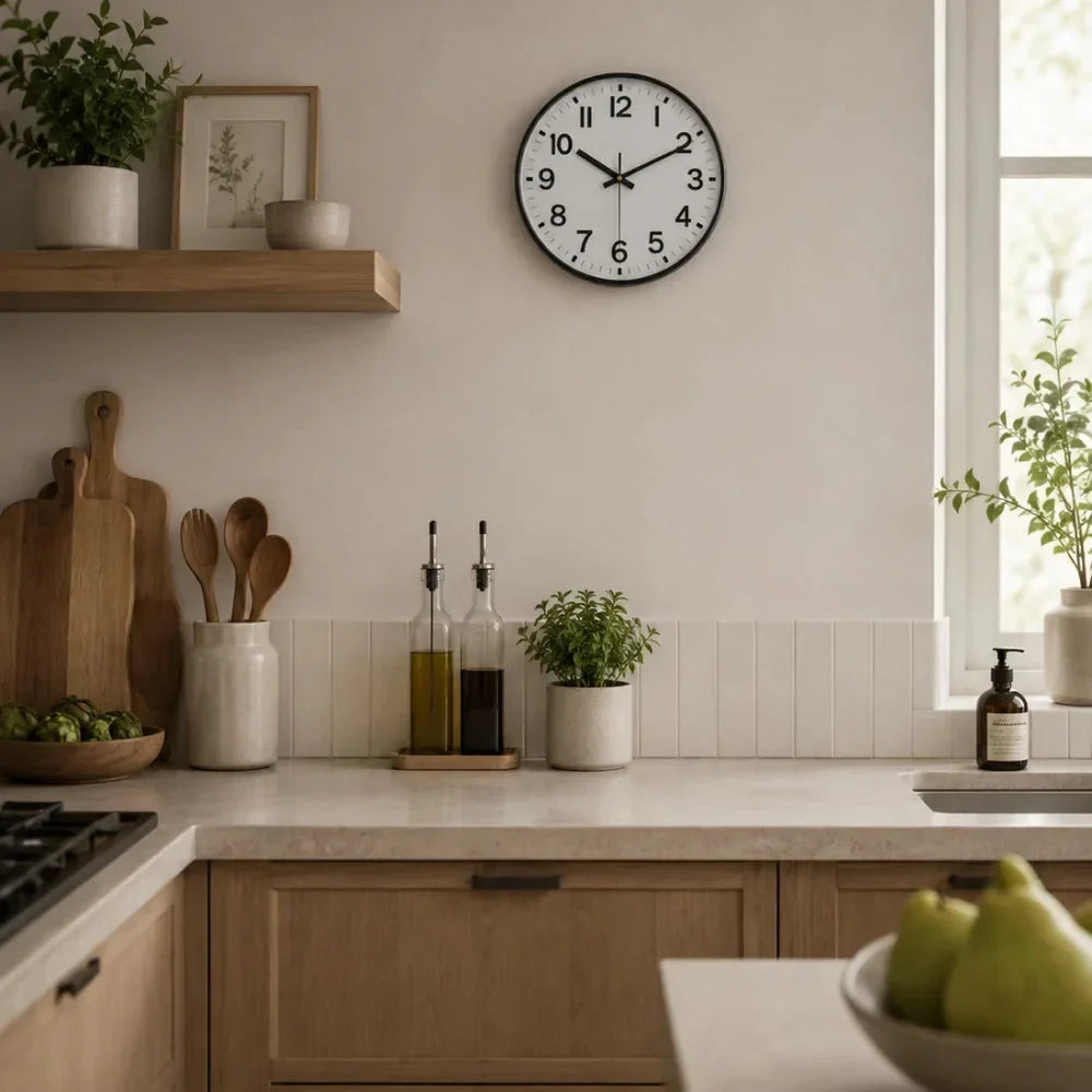 Minimalist White Nordic Wall Clock - Large 3D Arabic Numerals
