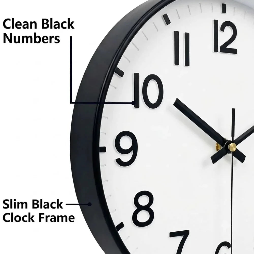 Minimalist White Nordic Wall Clock - Large 3D Arabic Numerals