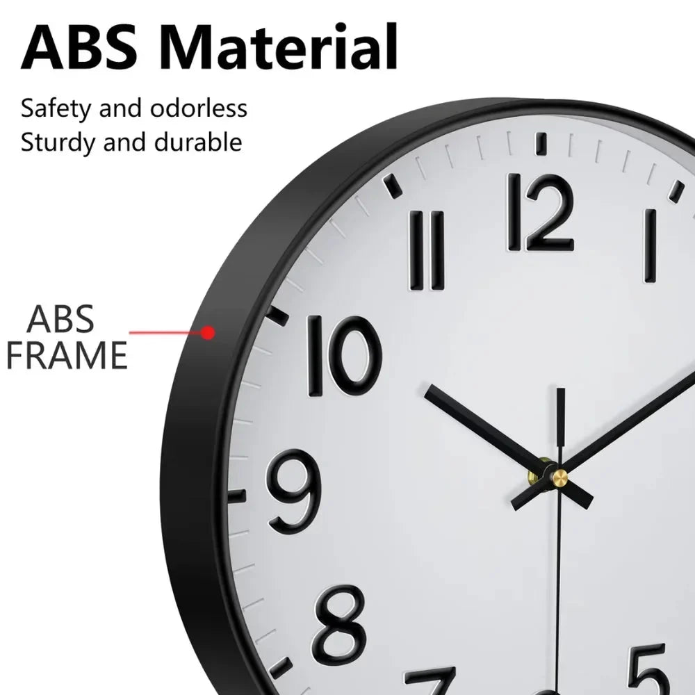 Minimalist White Nordic Wall Clock - Large 3D Arabic Numerals