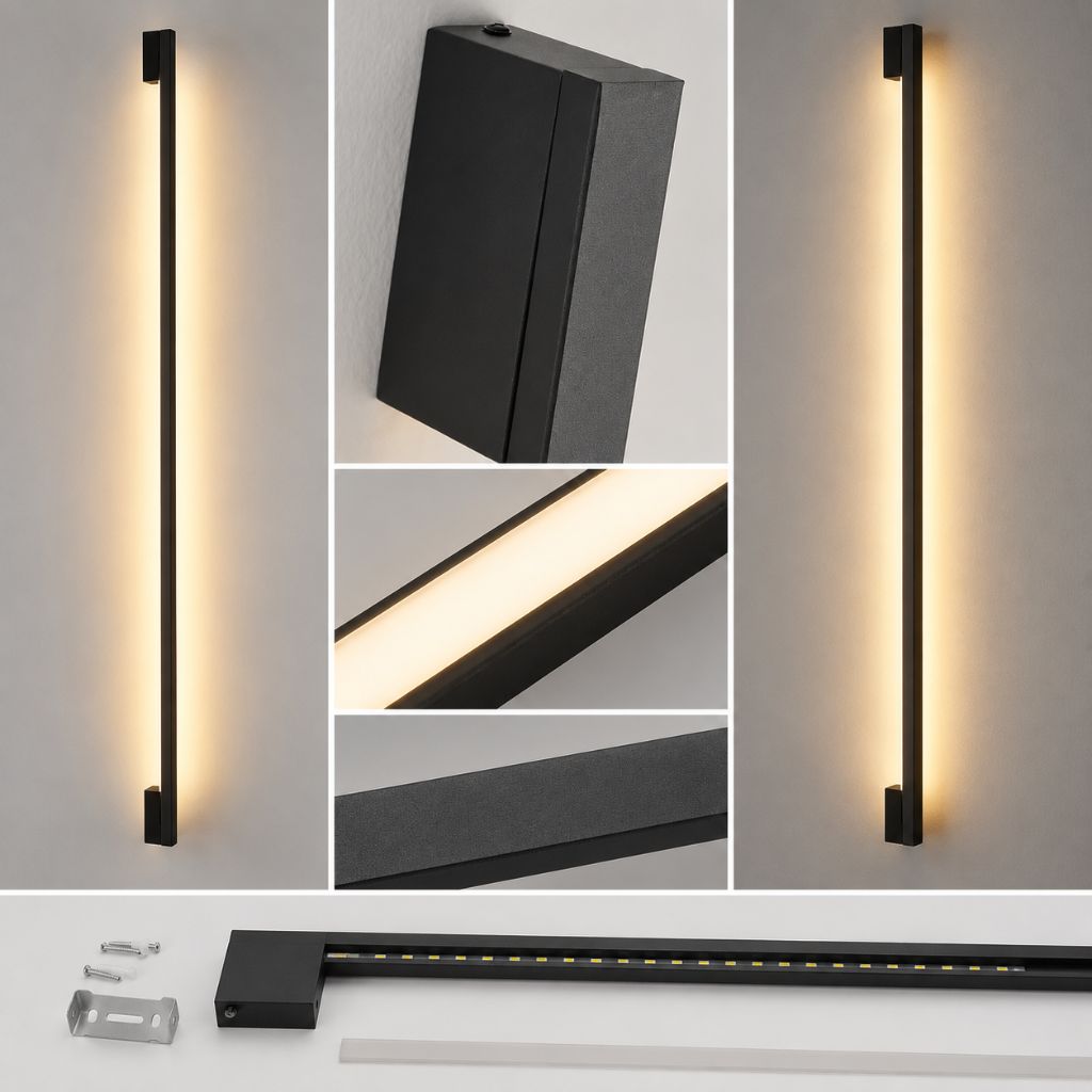 Modern LED Long Wall Lamp Iron Body Silicone Shade Up Down