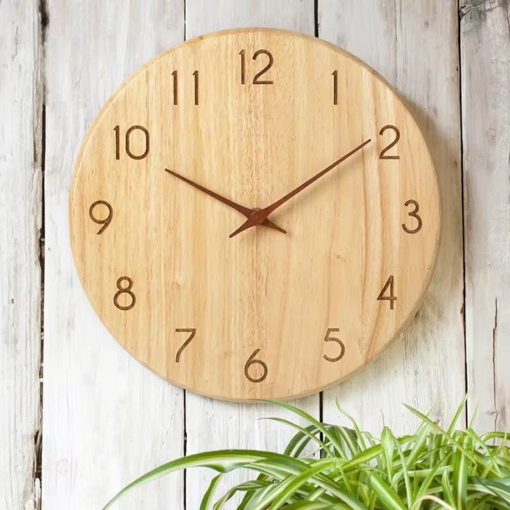 NatureDial Rustic Nordic Silent Wooden Wall Clock