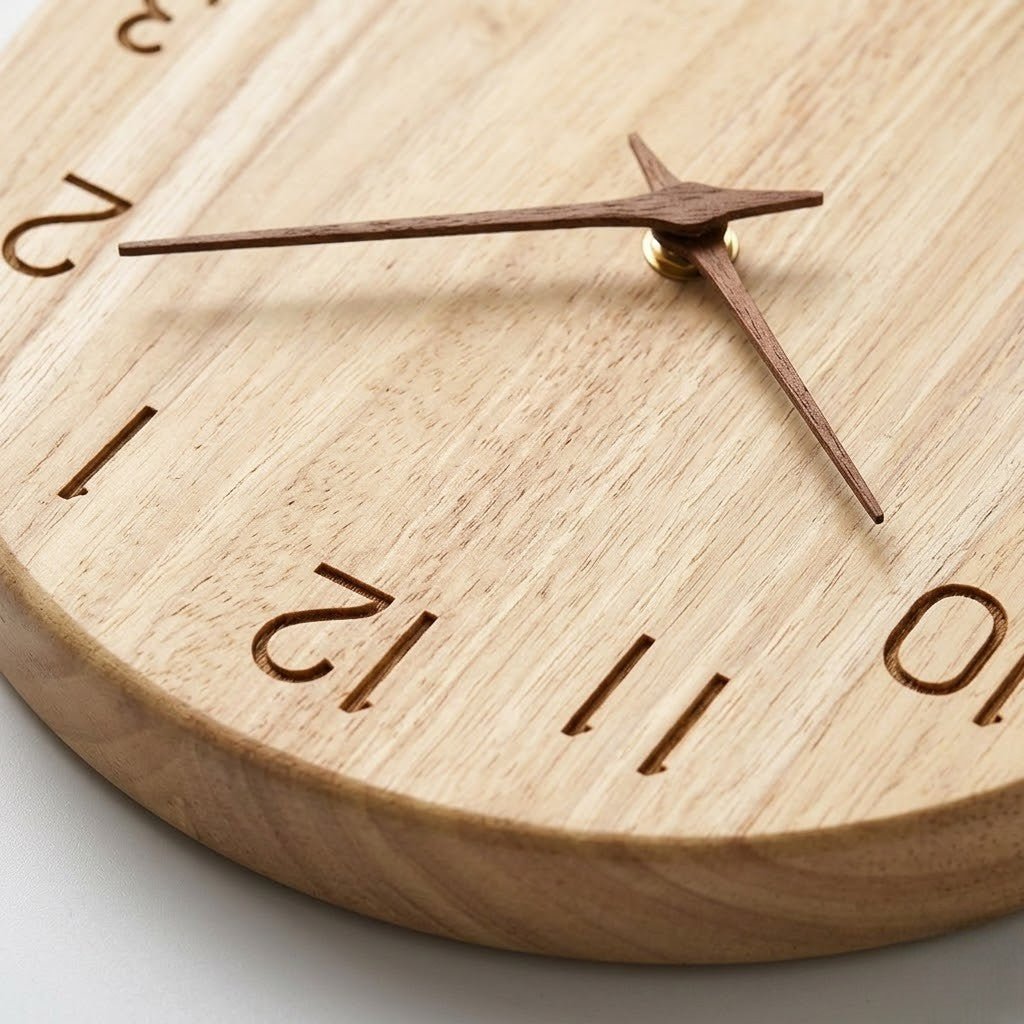 NatureDial Rustic Nordic Silent Wooden Wall Clock