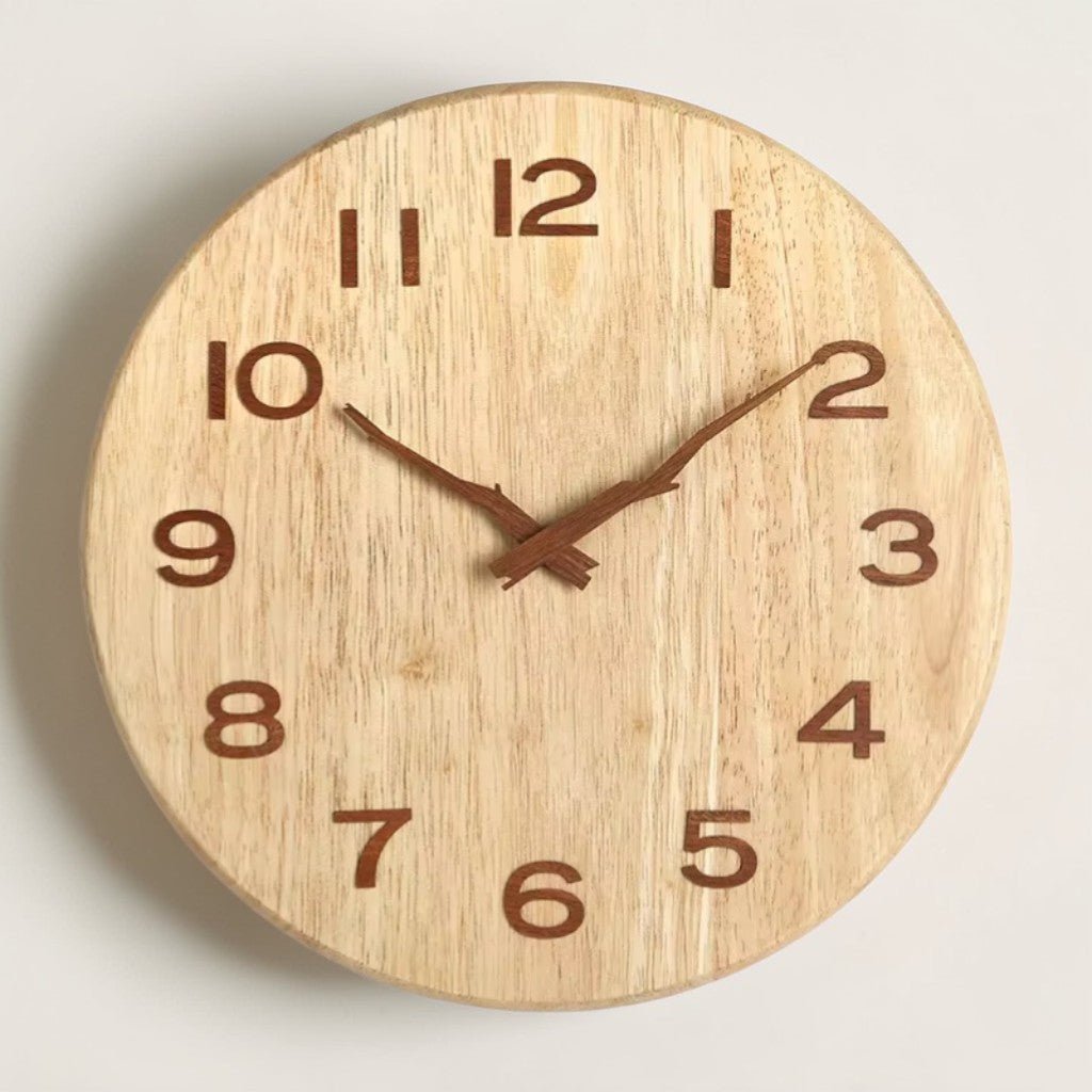 NatureDial Rustic Nordic Silent Wooden Wall Clock