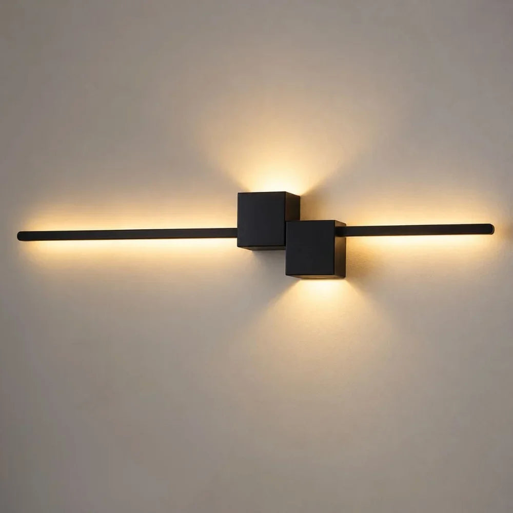 Nordic Minimalist LED Wall Sconce Aluminium Black Art Design
