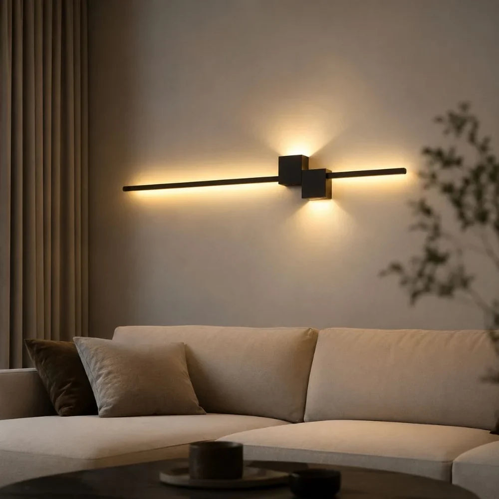 Nordic Minimalist LED Wall Sconce Aluminium Black Art Design