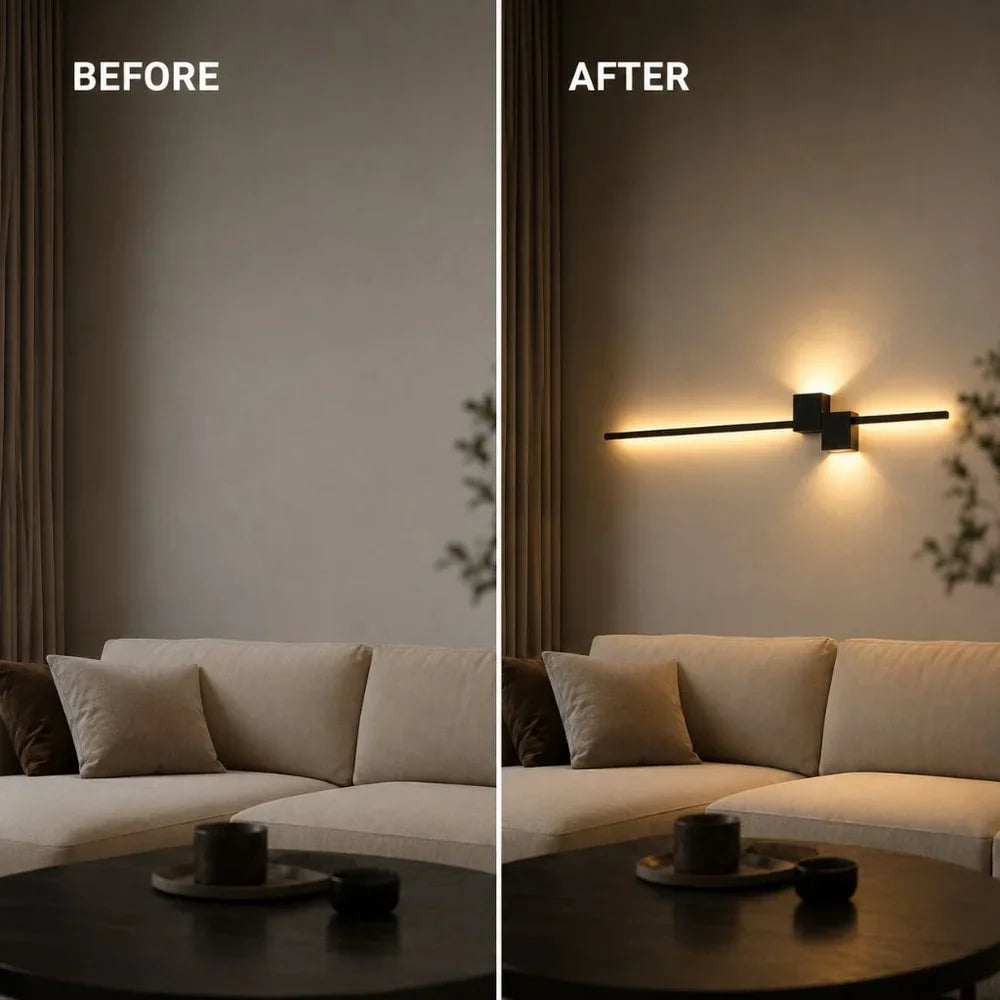 Nordic Minimalist LED Wall Sconce Aluminium Black Art Design