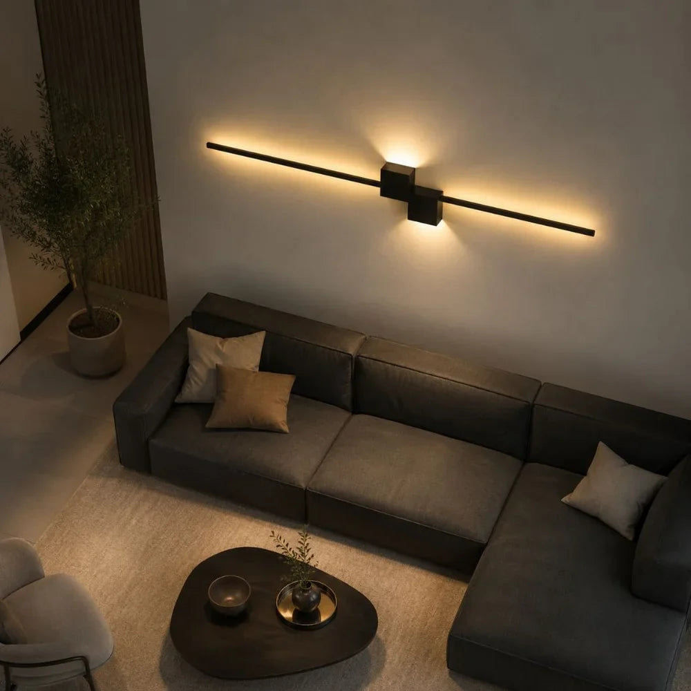 Nordic Minimalist LED Wall Sconce Aluminium Black Art Design