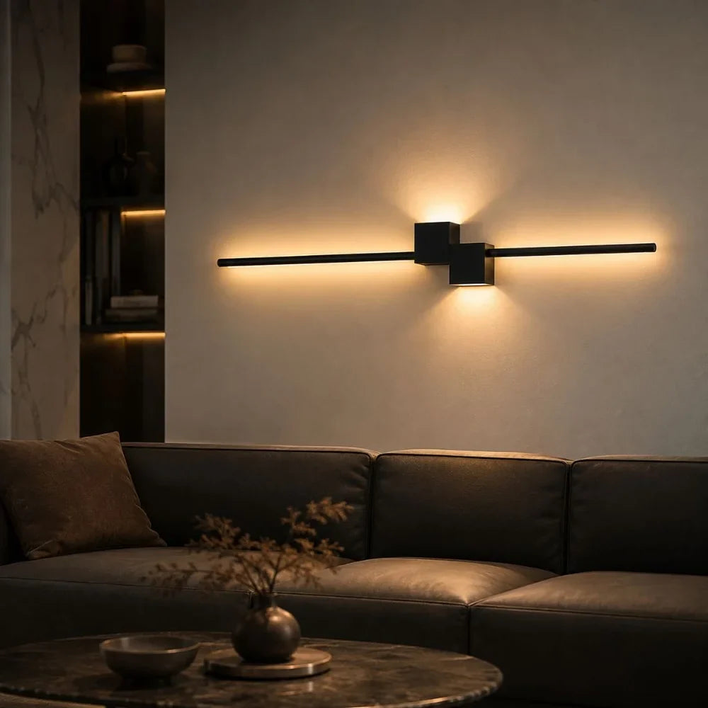 Nordic Minimalist LED Wall Sconce Aluminium Black Art Design