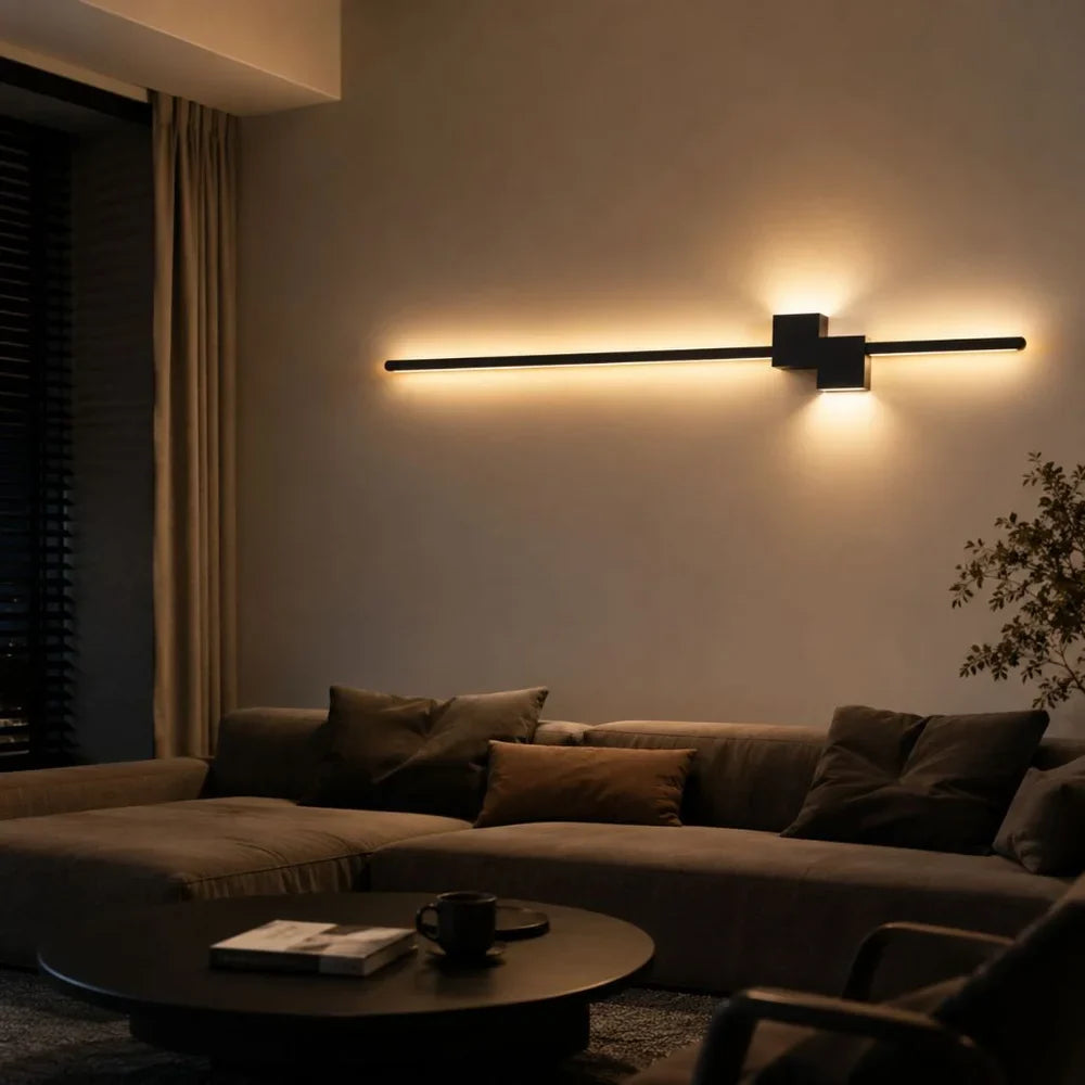 Nordic Minimalist LED Wall Sconce Aluminium Black Art Design