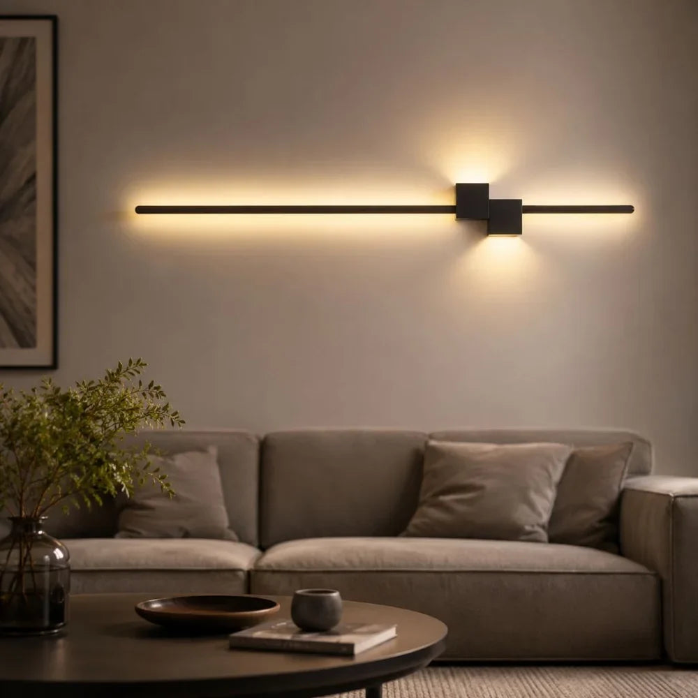 Nordic Minimalist LED Wall Sconce Aluminium Black Art Design
