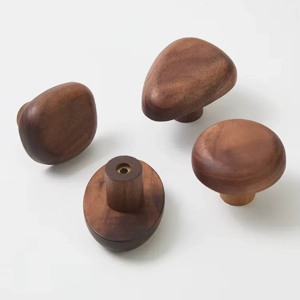 Organic Pebble Solid Wood Wall Hooks – Set of 4