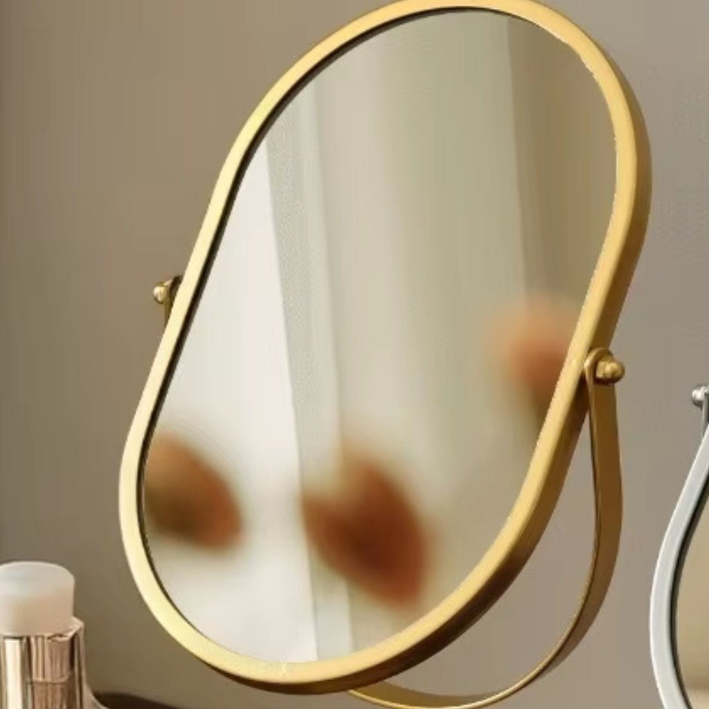 Oval Vanity Mirror Iron Desktop Stand 360° Rotating