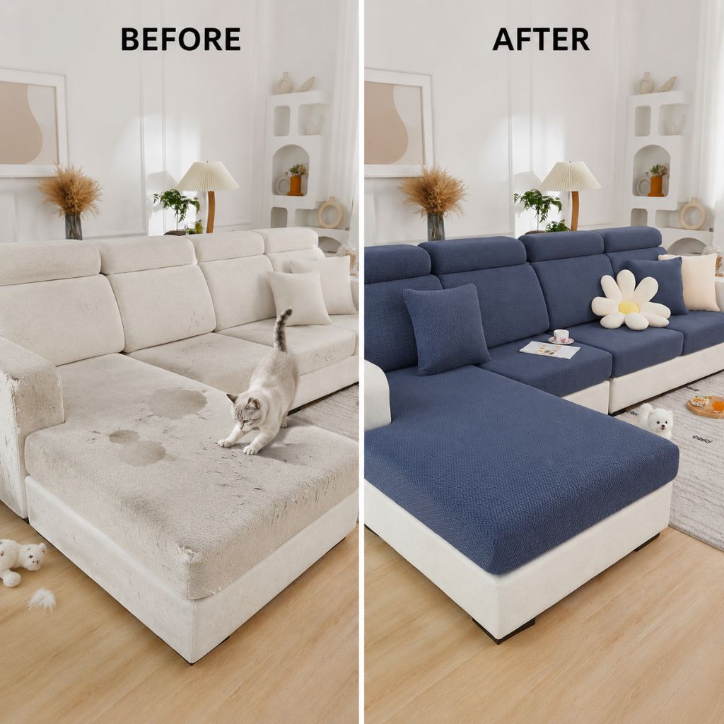 Pet Friendly Stretch Sofa Cover Washable Furniture Protector