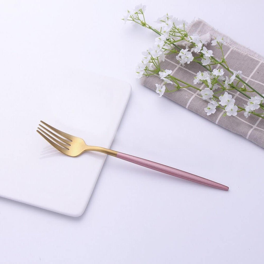 Pink & Gold Stainless Steel Cutlery Set – 30 Piece