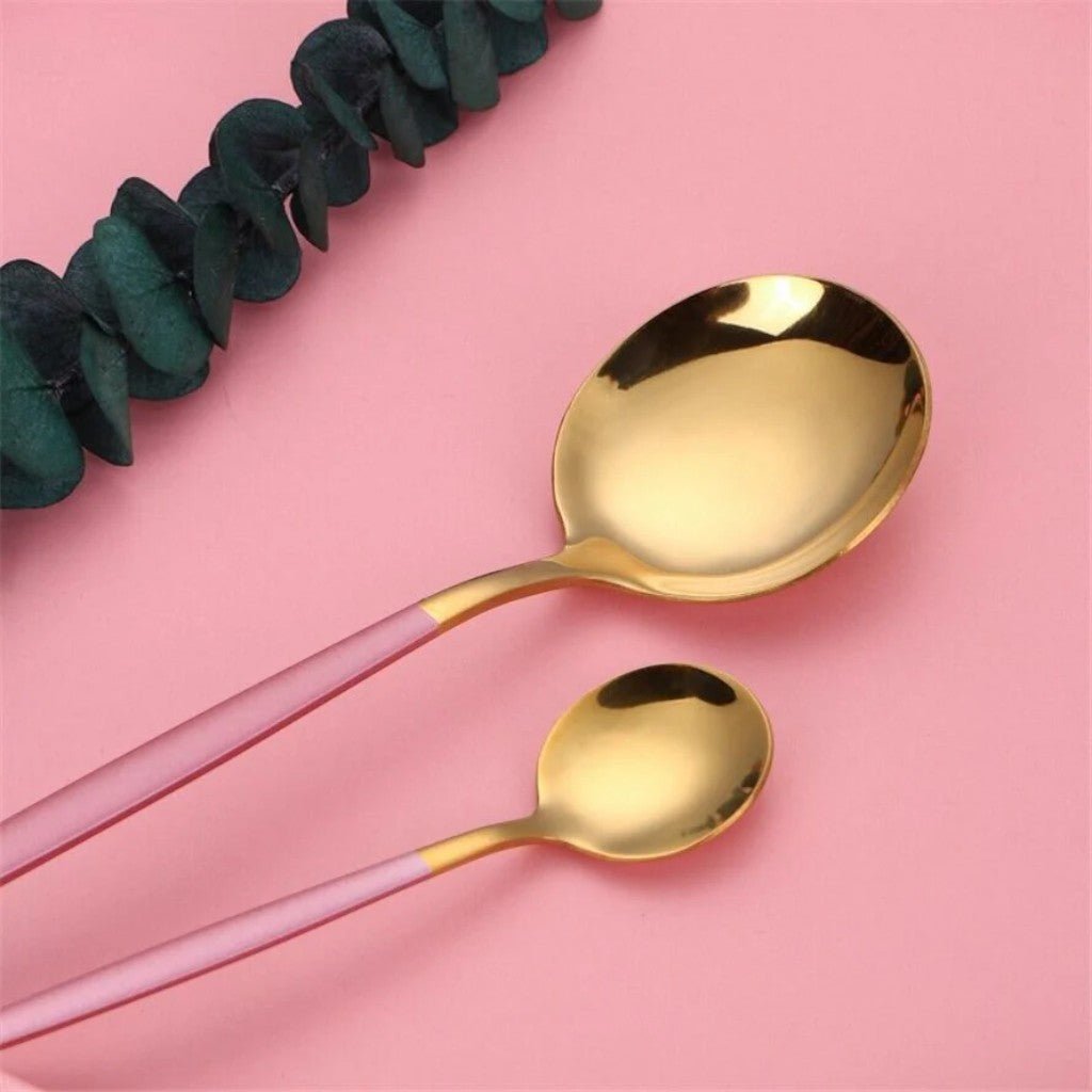Pink & Gold Stainless Steel Cutlery Set – 30 Piece