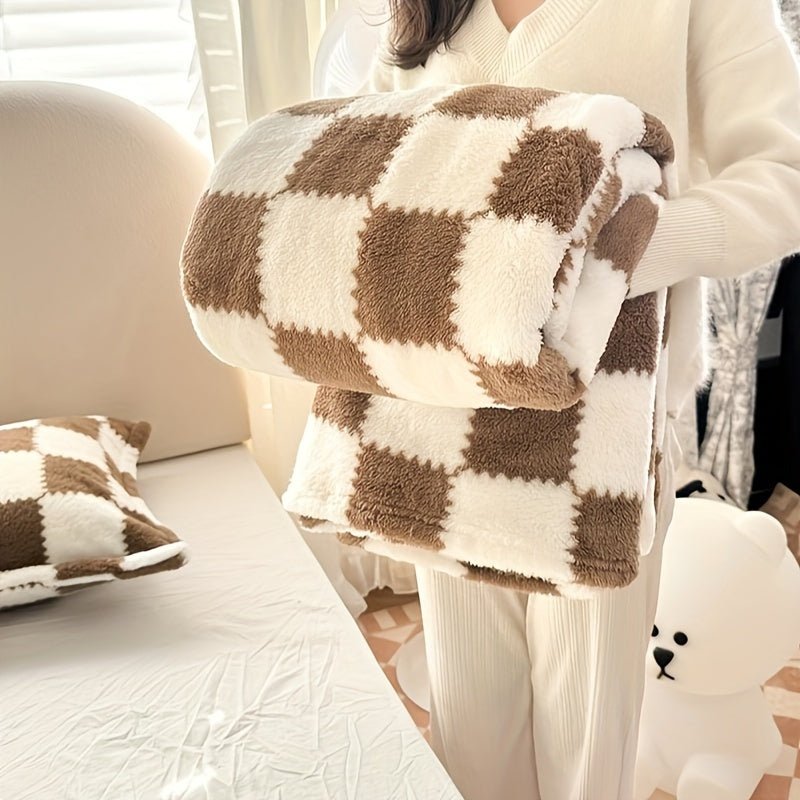 Plaid Flannel Blanket Soft Warm