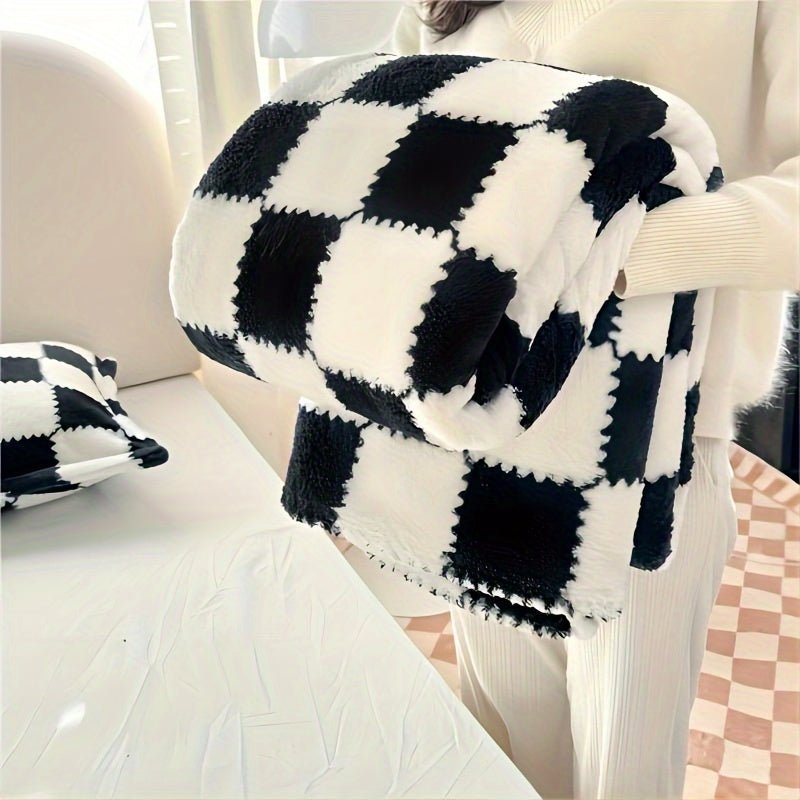 Plaid Flannel Blanket Soft Warm