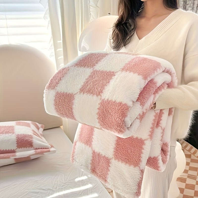 Plaid Flannel Blanket Soft Warm