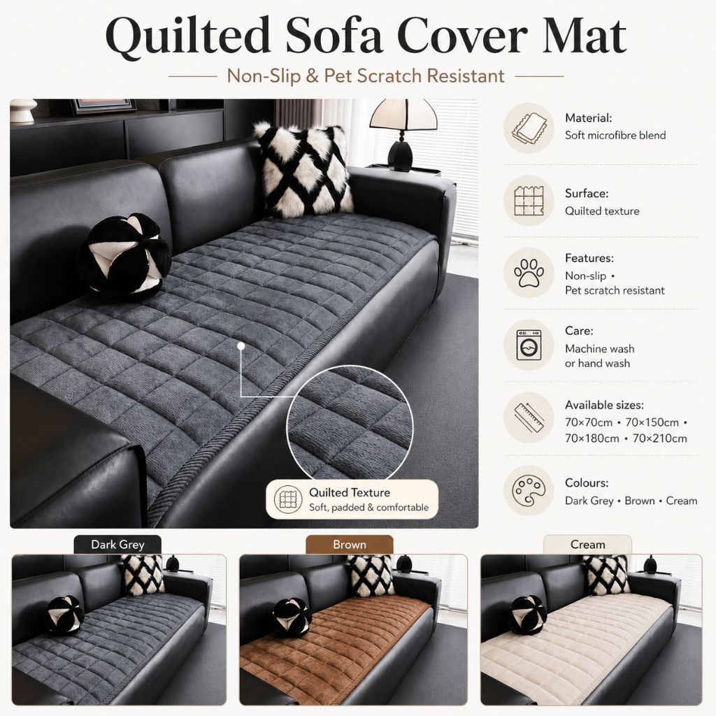Quilted Sofa Cover Mat – Non-Slip & Pet Scratch Resistant