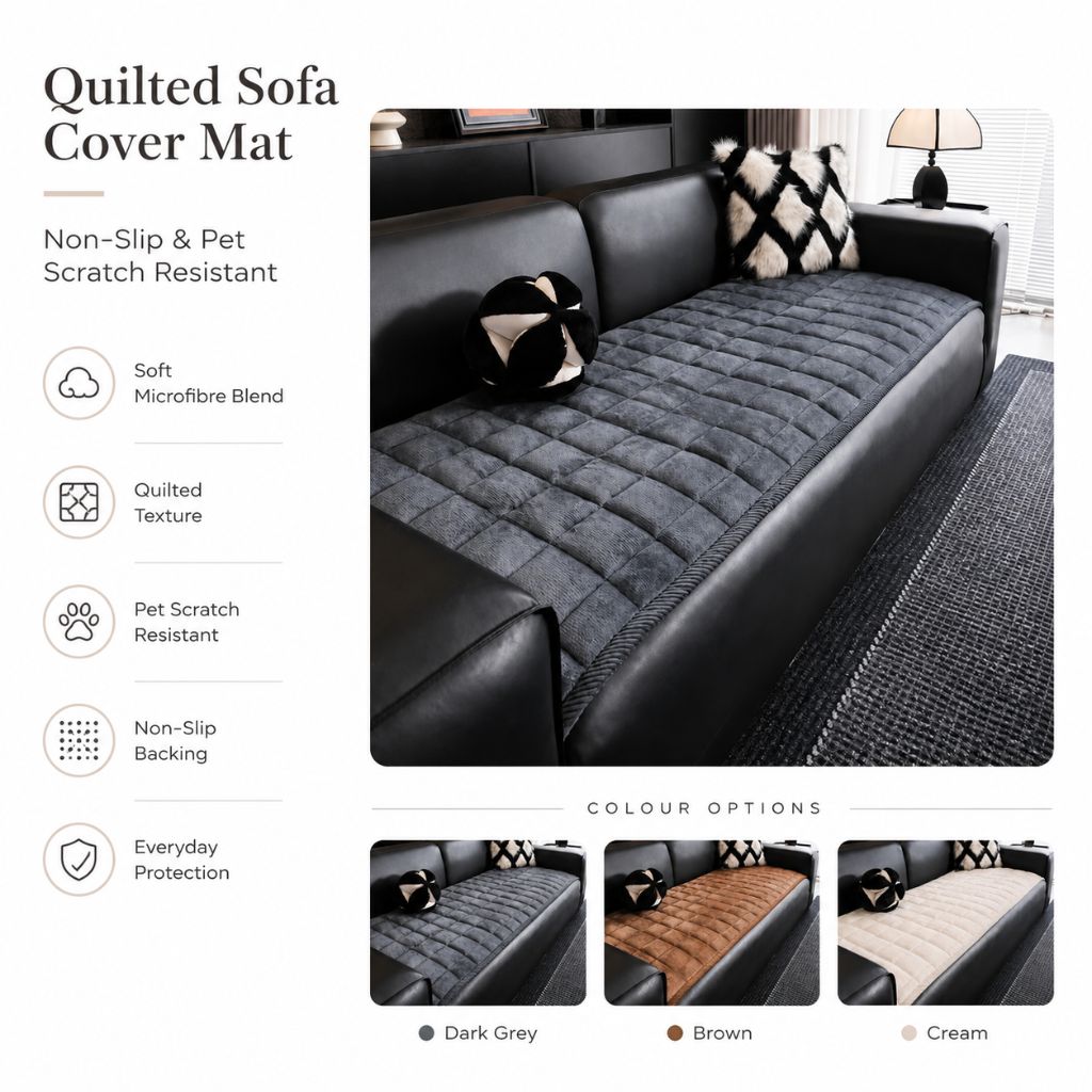 Quilted Sofa Cover Mat – Non-Slip & Pet Scratch Resistant