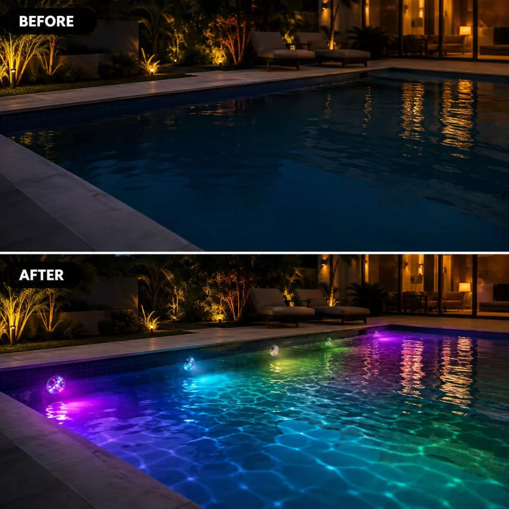 Rechargeable Pool Lights IP68 Waterproof Submersible LED with Remote