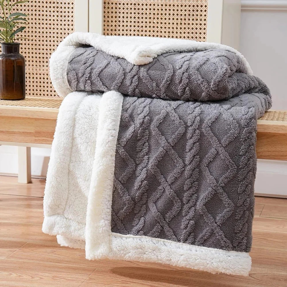 Reversible Sherpa Fleece Blanket – Soft & Warm Throw