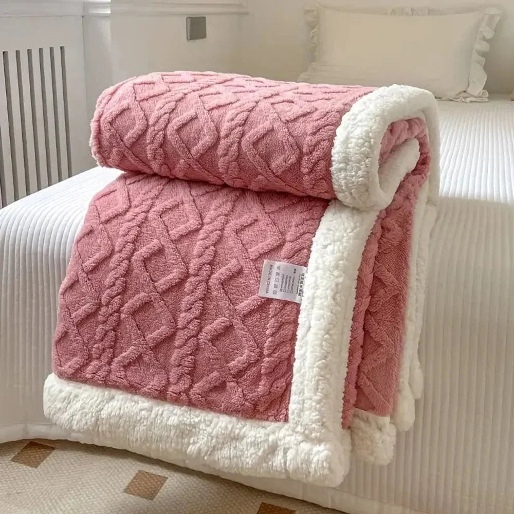 Reversible Sherpa Fleece Blanket – Soft & Warm Throw