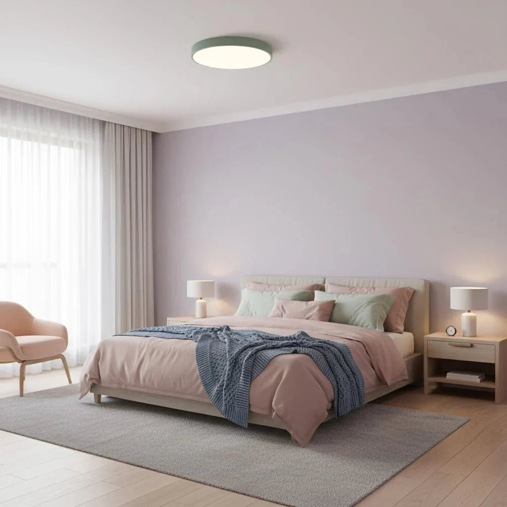 Round Slim Semi Flush Ceiling Light Fixture For Living Room