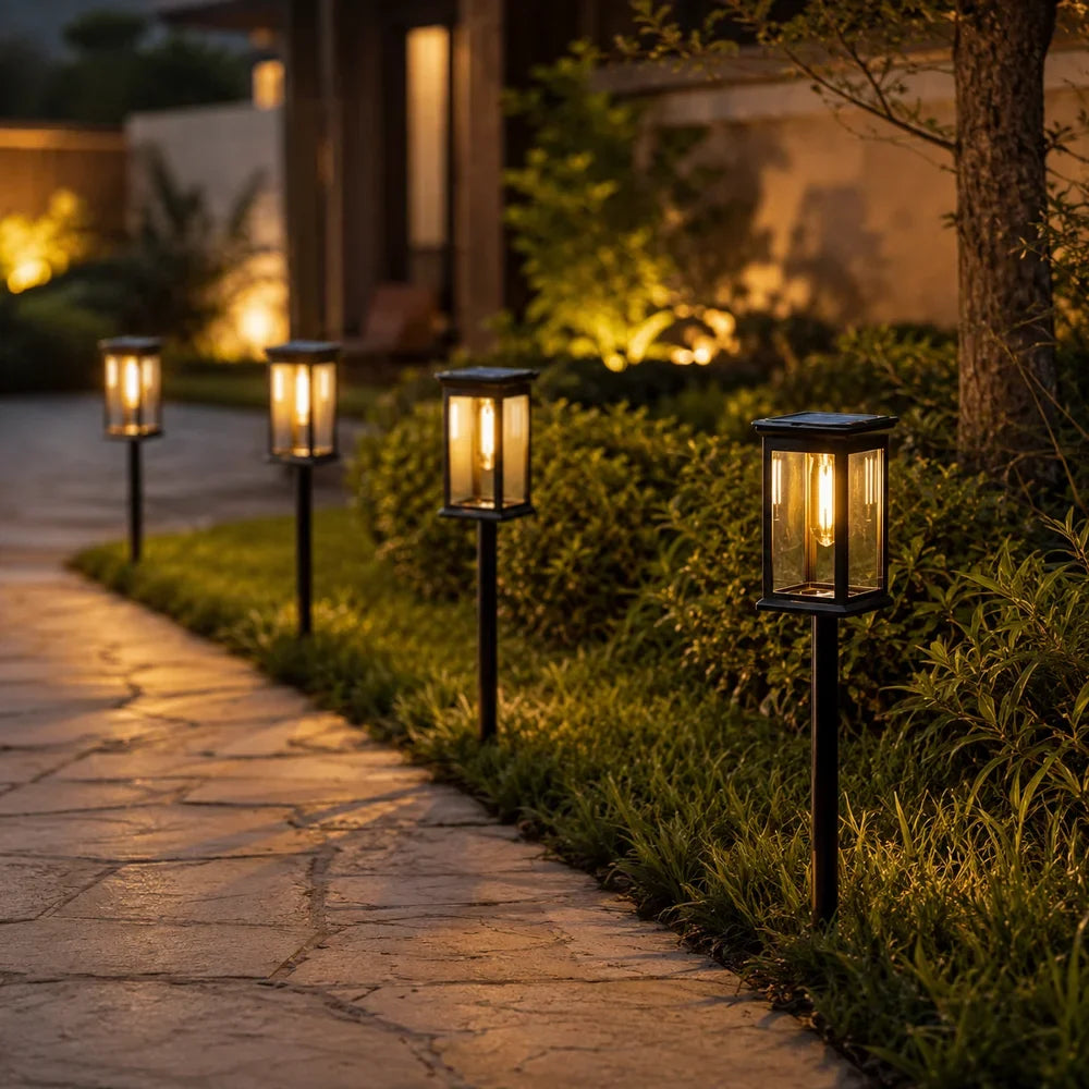 Solar Garden Pathway Post Light Weather-Resistant Set