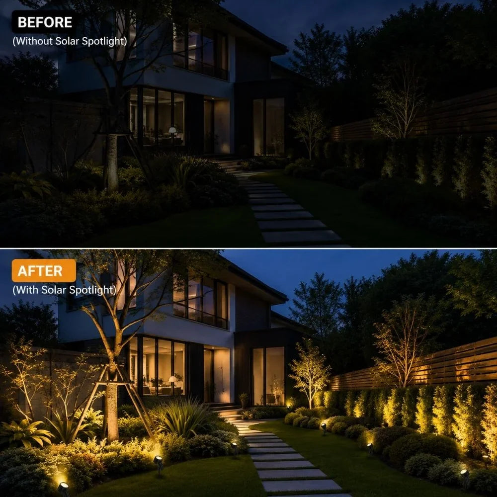 Solar Garden Spotlights - 4-Pack IP65 Waterproof LED Light