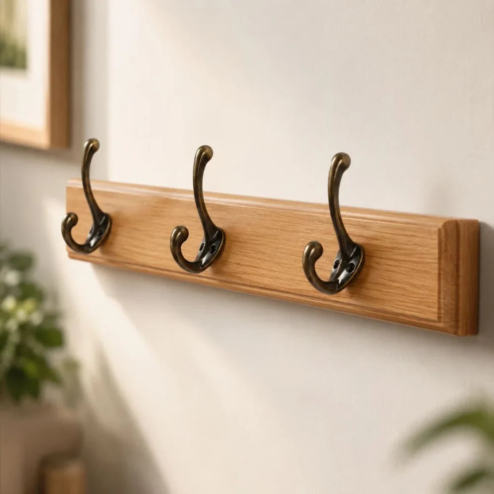 Solid Wood Wall Coats & Hats Rack with Hooks | Hallway Storage