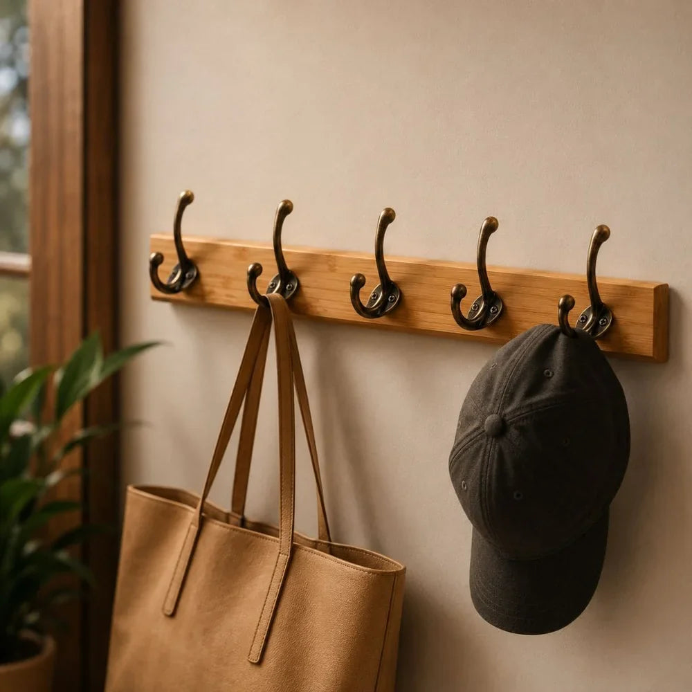 Solid Wood Wall Coats & Hats Rack with Hooks | Hallway Storage