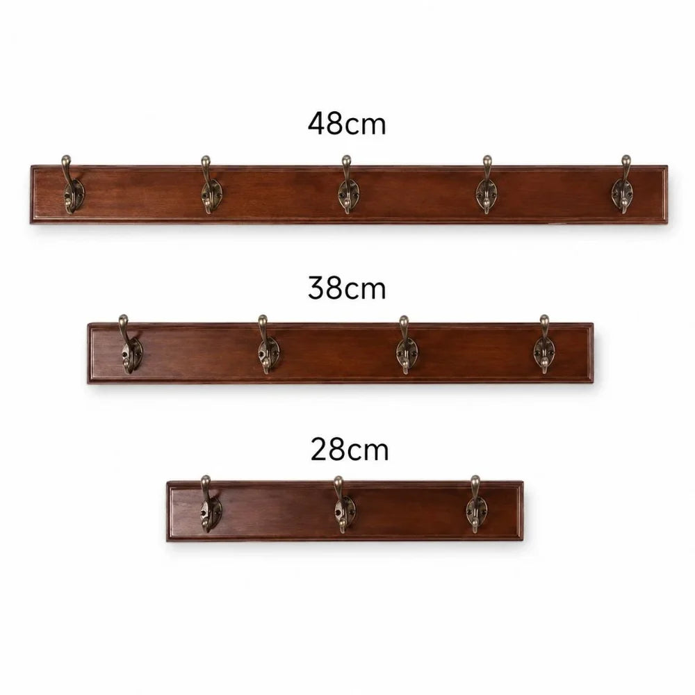 Solid Wood Wall Coats & Hats Rack with Hooks | Hallway Storage